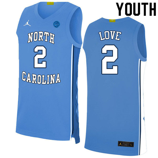 Youth #2 Caleb Love North Carolina Tar Heels College Basketball Jerseys Sale-Blue - Click Image to Close